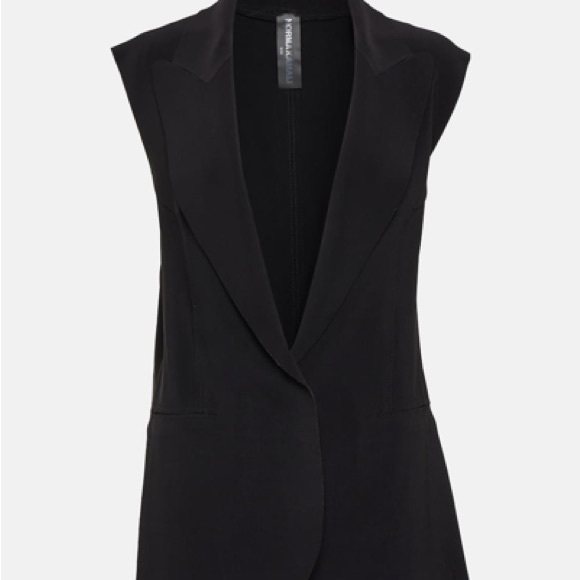 NWT Norma Kamali Sleeveless Single Breasted Long Jacket Vest Buttons Blazer - Picture 3 of 12